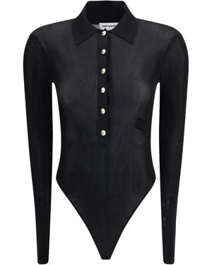 Self-Portrait Knit Bodysuit - Black