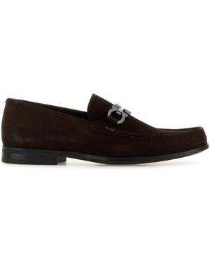 Ferragamo Suede Grandioso Loafers - Black