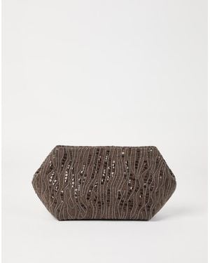 Brunello Cucinelli Cotton Linen Clutch - Brown