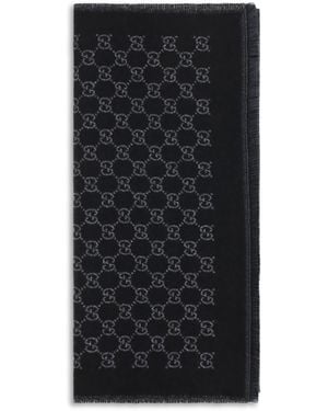 Gucci Miss Stenny Gg Monogram Wool Scarf Merino Ovis Aries Scarfs - Black