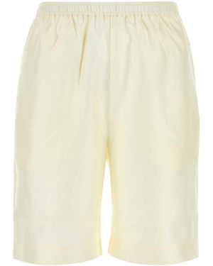 Loulou de Saison Ivory Silk Zinnia Bermuda Shorts - Natural