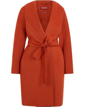 Max Mara Coat Wool-Cashmere-Silk Virgin Wool - Orange