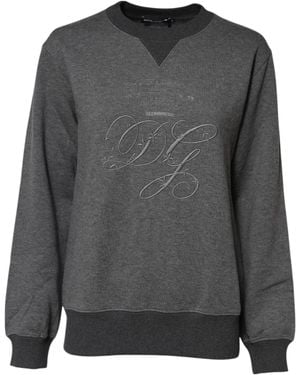 Dolce & Gabbana Dg Logo Embroidered Pullover Jumper Cotton Cashmere Clothing - Grey