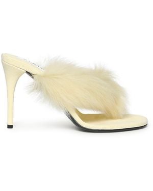 Alaïa Leather And Shearling Flip-Flop Mules - Natural
