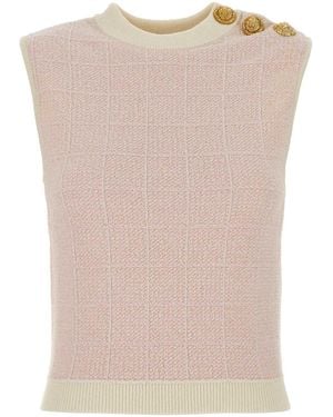 Balmain Pastel Tweed Vest - Natural