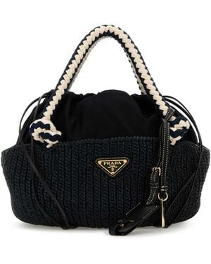Prada Raffia Small Handbag - Black