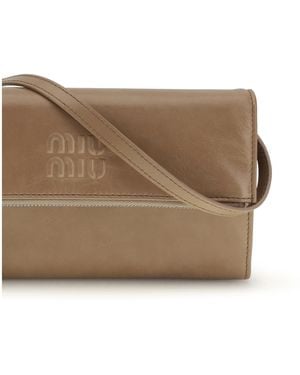 Miu Miu Leather Pouch Calf Wallets & Purses - Brown
