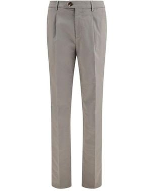Brunello Cucinelli Bicolour Cotton Chino Trousers - Grey
