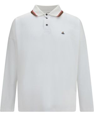 Vivienne Westwood Oversized Long-Sleeve Polo Cotton Shirts - White