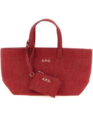A.P.C. Small 'Le Drummer Toile' Shopping Bag - Red