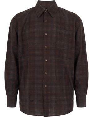 Our Legacy Borrowed Shirt More Check Print Cotton - Grey