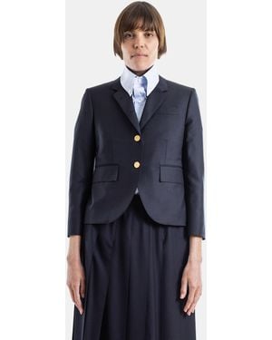 Thom Browne Twill Tailored High Armhole Jacket Coat - Blue