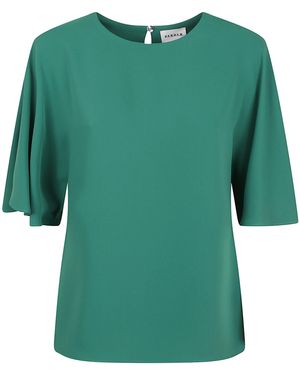 P.A.R.O.S.H. Cady Blouse With Elegant Back Slit - Green