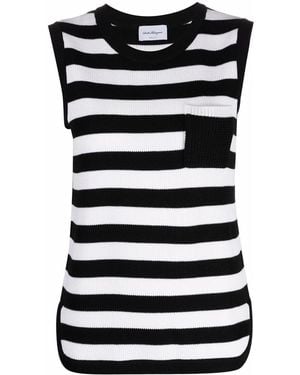 Ferragamo Stripe-Pattern Virgin-Wool Vest - Black