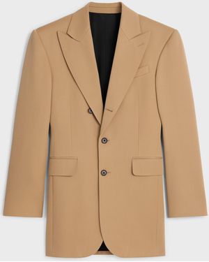 Celine Veste Colonne En Laine Diagonale Caramel Jacket - Natural