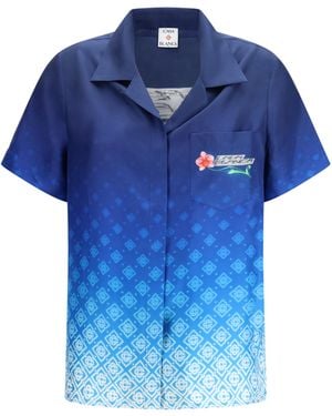 CASABLANCA Orchid Logo Shirt Monogram Silk - Blue