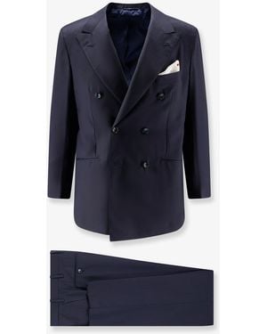 Kiton Double-Breasted Wool Suit - Blue