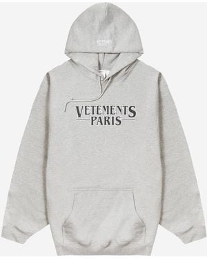 Vetements Cotton Blend Sweatshirt With Paris Print - Gray
