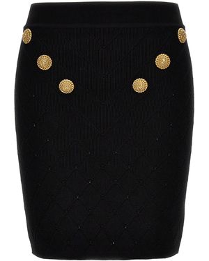 Balmain Buttoned Knitted Mini Skirt - Black