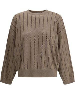 Brunello Cucinelli Jumper With Sequins - Brown