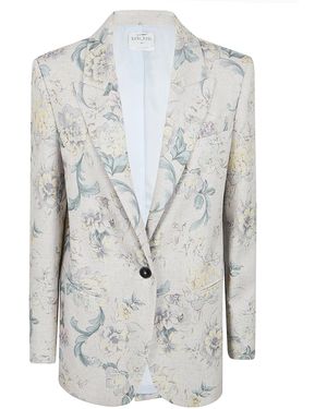 forte_forte Peonia My Love Vi-Li Hopsack Jacket Vi Lilining: Cu Giacca - White