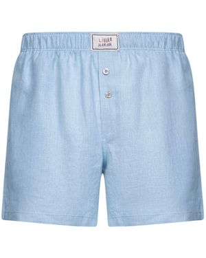 Holy Caftan Boxer-Style Shorts Libera Marina Linen - Blue