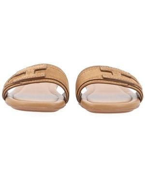 Hogan Sandals Flat Calf Leather - Natural