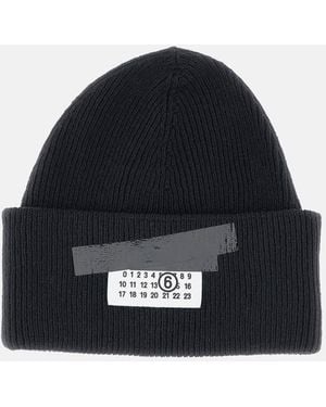 MM6 by Maison Martin Margiela Signature Beanie Hat - Blue