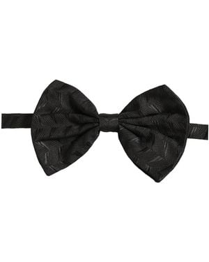 Dolce & Gabbana Patterned Adjustable Neck Papillon Bow Tie - Black