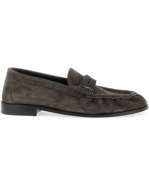 Saint Laurent Calfskin Slip-On Loafers - Brown