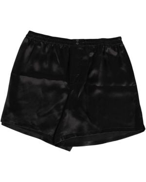 Dolce & Gabbana Black Silk Satin Elastic Men Boxer Short Swimwear