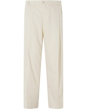 BRIGLIA 1 Pinces Lungo Gamba Morbida Cotone Pantaloni - White