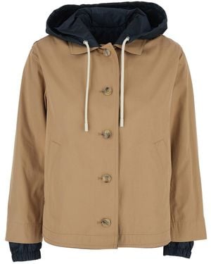 Herno Reversible Cotton Jacket With Hood For Outerwear - Natural