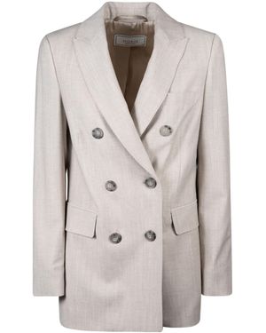 Peserico Double-Breasted Classic Blazer - Natural