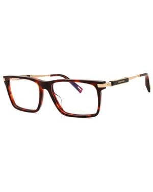 Chopard Eyeglasses Rectangle Full Rim, Shiny Havana Frame And Clear Demo Lenses Lens Vch36409At - Brown