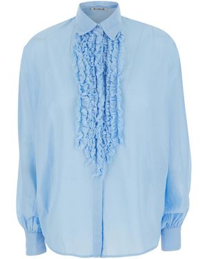SOSUE Blouse With Ruffles And V-Neck Viscose For Light Shirts Blouses - Blue