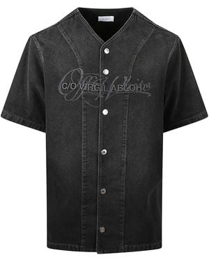 Off-White c/o Virgil Abloh Script Logo Denim Baseball Shirt - Black