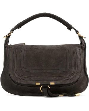 Chloé Dark Suede Small Marcie Shoulder Bag - Black