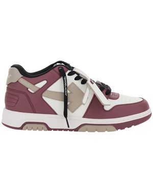 Off-White c/o Virgil Abloh 'Out Of Office' Bordeaux Low Top Trainers With Arrow Motif And Zip-Tie Tag - Purple