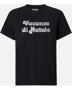 MC2 Saint Barth Emilie Cotton T-Shirt With Vacanze Di Natale Glitter Print - Black