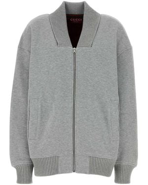 Gucci Cotton Blend Bomber Jacket - Grey