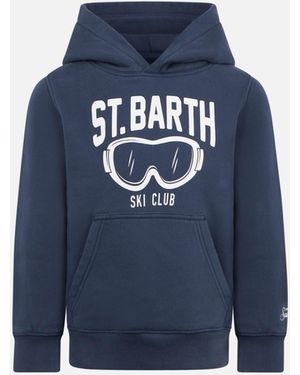 MC2 Saint Barth Boy Hoodie With St. Barth Ski Club Print Sweatshirt - Blue