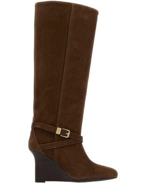 Ganni Ganni Suede Wedge Boot - Brown