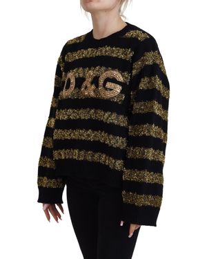 Dolce & Gabbana Metallic Stripe Knit Pullover - Black