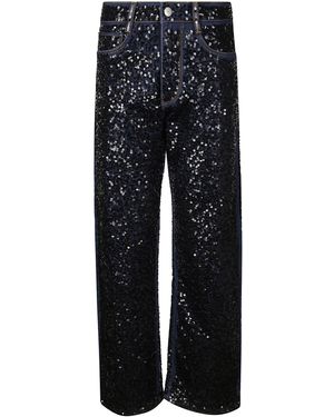 P.A.R.O.S.H. Straight Sequin Jeans - Blue