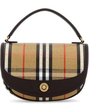 Burberry Embroidered Canvas Highlands Handbag - Black