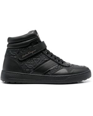 Ferragamo Embossed Hi-Top Trainers - Black