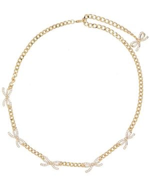 Self-Portrait Necklace With Bows And Crystals Copper Necklaces - Natural