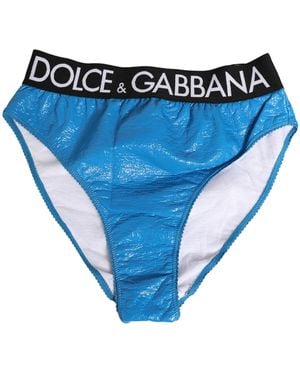 Dolce & Gabbana Logo Waistband High Waist Brief Underwear Cotton Polyurethane Clothing - Blue