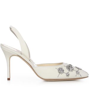 Manolo Blahnik With Heel Silk - White